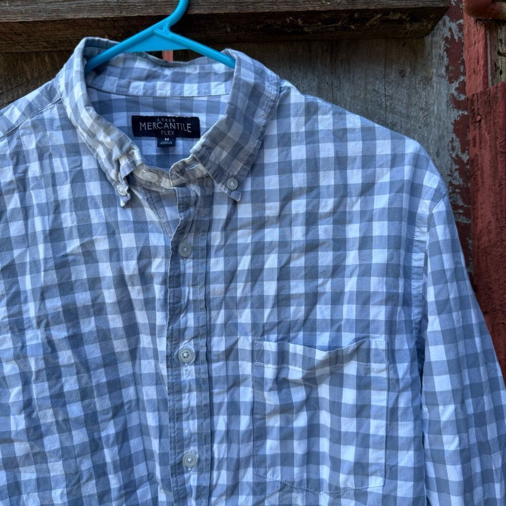 J. Crew Mercantile Flex Checkered Button Down Shirt Preppy Career Wear